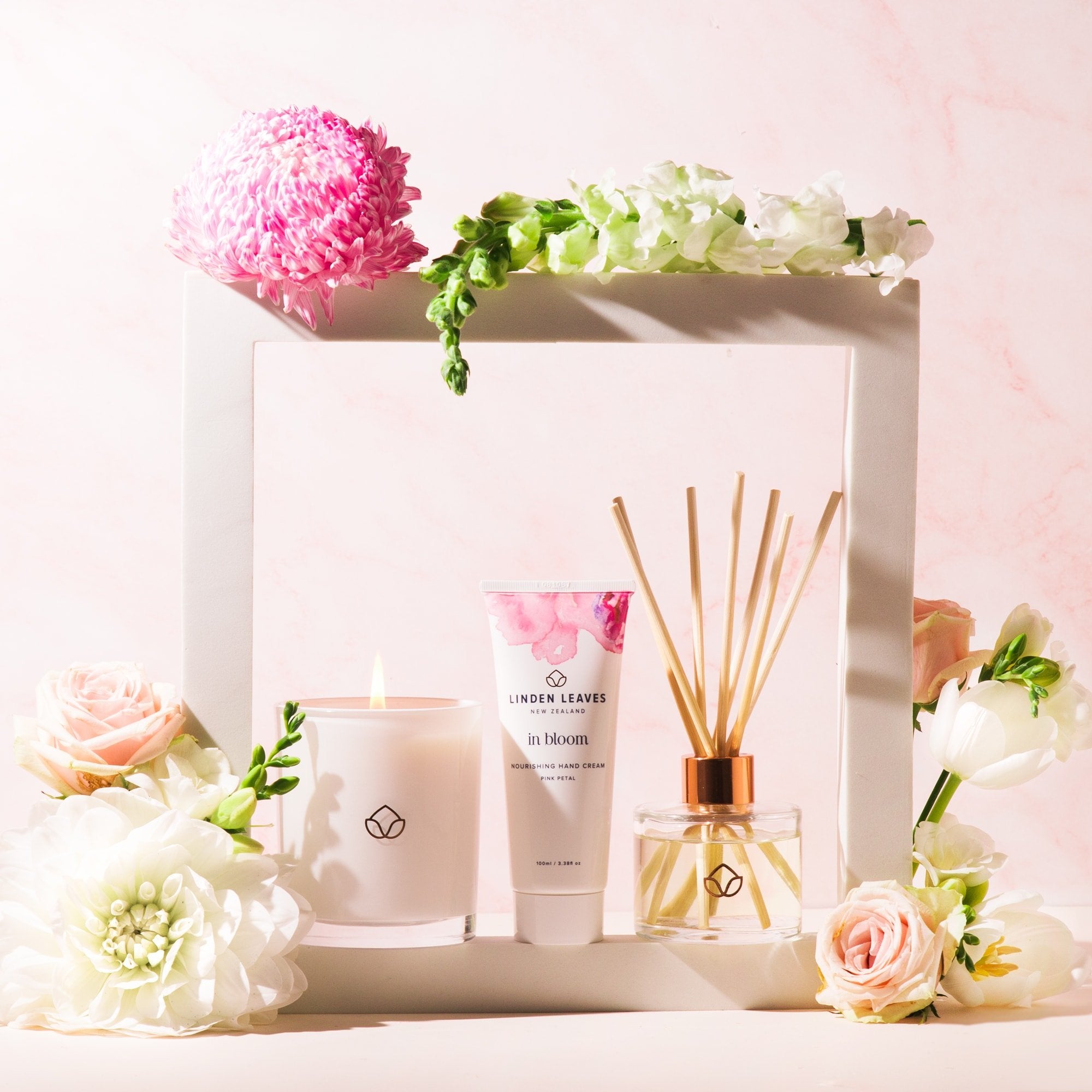 Pink Petal Candle, Diffuser and Hand Cream Gift Set