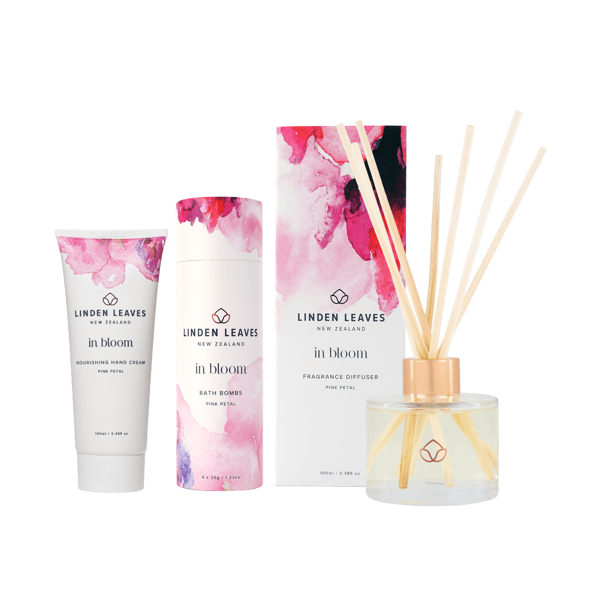 Pink Petal Diffuser, Nourishing Hand Cream & Bath Bombs