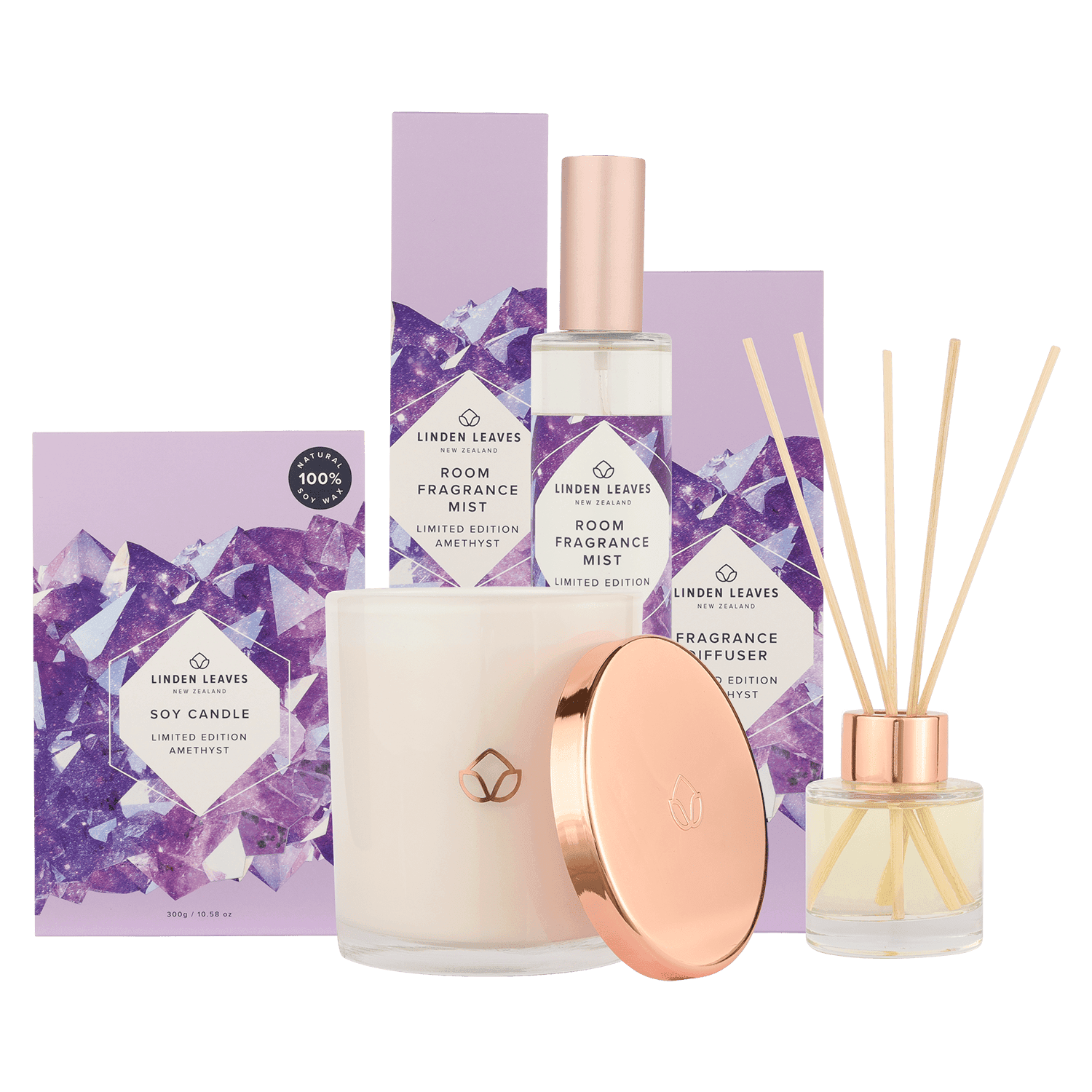 Amethyst Soy Candles, Mide Diifuser & Room Mist Collection