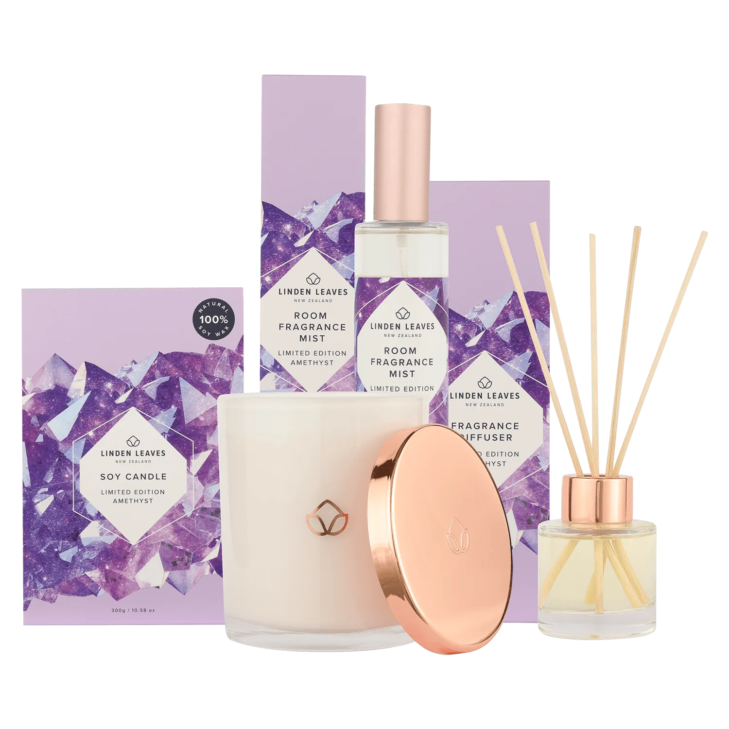 Amethyst Soy Candles, Mide Diifuser & Room Mist Collection